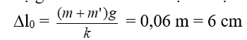 Một lò xo nhẹ có độ cứng k = 100N/m, chiều dài tự nhiên l0 = 30cm được treo vào một điểm cố định, đầu dưới lò xo gắn với vật A khối (ảnh 1)