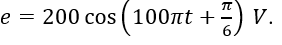 Từ thông gửi qua một khung dây dẫn phẳng bằng kim loại có biểu thức ϕ=2/π  cos⁡(100πt+π/6) Wb (t tính bằng giây).  (ảnh 6)