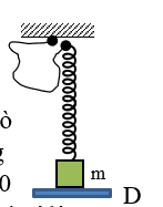 Cho cơ hệ như hình vẽ: lò xo rất nhẹ có độ cứng 100 N/m nối với vật m có khối lượng 1 kg , sợi dây rất nhẹ có chiều dài 2,5 cm và không giãn, (ảnh 1)