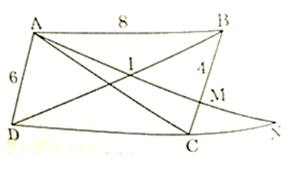 Cho hình bình hành ABCD có AB = 8 cm, AD = 6 cm. Trên cạnh BC lấy M sao cho BM  (ảnh 1)