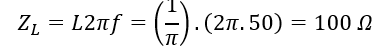 Một cuộn cảm có độ tự cảm L=1/π  H trong mạch điện xoay chiều tần số f=50 Hz sẽ có cảm kháng bằng  (ảnh 1)