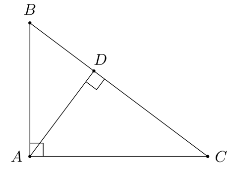 Cho tam giác ABC vuông tại A và AD là đường cao. Biết AB = logy, AC = log 3, AD = logx, BC = log9. Tính y/x (ảnh 1)