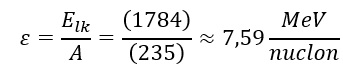 Hạt nhân (_92^235)U có năng lượng liên kết 1784 MeV. Năng lượng liên kết riêng của hạt nhân này là 	 (ảnh 1)