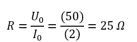 Đoạn mạch điện chỉ có một phần tử (R hoặc L hoặc C) . Qua khảo sát thì thấy dòng điện trong mạch có biểu thức i=2 cos⁡(100πt+π/6)A, còn hiệu điện thế có biểu thức là u=50 cos⁡(100πt+π/6)  V. Đoạn mạch này chứa 	A. R=25 Ω.	B. Đáp án khác.	C. L=0,25/π H.	D. C=(10^(-3))/2,5  F (ảnh 1)
