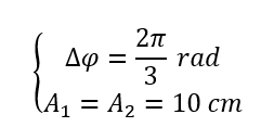 Hai chất điểm dao động điều hòa quanh vị trí cân bằng O trên trục Ox. Một phần đồ thị li độ thời gian của hai chất điểm được cho như hình vẽ.  Biên độ dao động tổng hợp của hai chất điểm này là (ảnh 1)