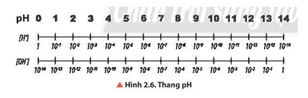 Quan sát Hình 2.6, cho biết khoảng giá trị nào trong thang pH tương ứng với (ảnh 1)
