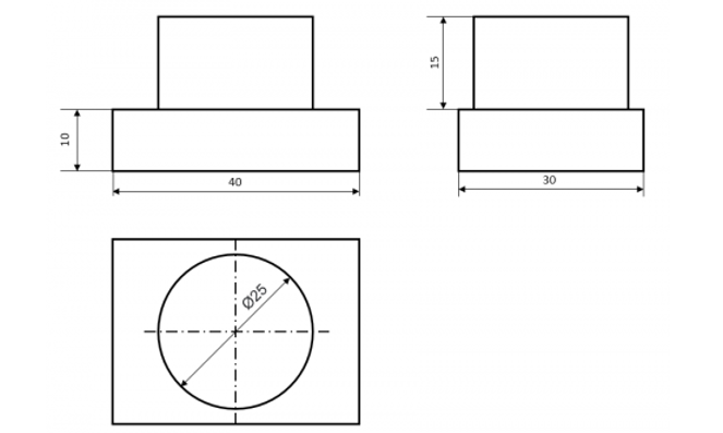 Vẽ hình chiếu vuông góc của vật thể (Hình O1.4) lên khổ giấy A4. (ảnh 2)