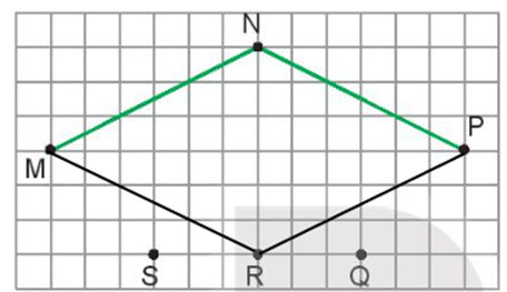 Quan sát hình vẽ rồi chọn câu trả lời đúng. Nối bốn điểm nào trong hình vẽ để được một hình thoi? A. Bốn điểm M, N, P, Q. B. Bốn điểm M, N, P, R. (ảnh 2)