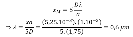 Thí nghiệm giao thoa Young với ánh sáng đơn sắc có bước sóng λ, khoảng cách giữa hai khe là a=1 mm. Ban đầu, tại M cách vân trung tâm  (ảnh 2)