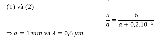 Trong thí nghiệm giao thoa ánh sáng đơn sắc với khe Young, khoảng cách từ hai khe đến màn là 2 m. Trên màn, tại điểm M cách vân sáng trung tâm 6 mm (ảnh 3)