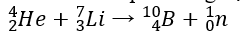 Cho phản ứng hạt nhân (_2^4)He+(_3^7)Li → (_4^10)B+(_0^1)n Biết ban đầu hạt nhân (_3^7)Li đứng yên, hai hạt nhân con chuyển  (ảnh 1)