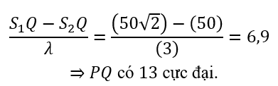Ở mặt thoáng của một chất lỏng có hai nguồn sóng kết hợp S_1 và S_2 cách nhau 50 cm, dao động theo phương thẳng đứng với phương trình u_S1=a cos⁡(ωt)  (ảnh 3)