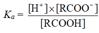 Biết Ka (hằng số phân li acid) của R – COOH được tính theo biểu thức sau: (ảnh 1)