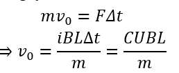 Một thanh dẫn nằm ngang, treo trên hai sợi dây dẫn nhẹ có cùng chiều dài l=1 m trong từ trường đều B=0,1 T có phương thẳng đứng, hướng lên như hình vẽ. (ảnh 4)
