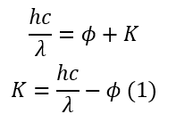 Hình vẽ bên dưới là đồ thị biễu diễn hiệu điện thế hãm U (là hiệu điện thế giữa hai điện cực để duy trì một điện trường có thể triệt tiêu động năng ban đầu của quang electron) theo 1/λ, với λ là bước sóng của ánh sáng kích thích chiếu tới các kim loại.   Gọi ϕ_1, ϕ_2 và ϕ_3 lần lượt là công thoát của các Kim loại 1, Kim loại 2 và Kim loại 3. Cho các kết luận sauL Kết luận nào sau đây là sai? 	(1) Tỉ số các công thoát là ϕ_1:ϕ_2:ϕ_3=1:2:4. 	(2) Tỉ số các công thoát là ϕ_1:ϕ_2:ϕ_3=4:2:1. 	(3) tan⁡θ tỉ lệ với hc/e.	 	(4) Ánh sáng tím có bước sóng 4000 A^0 gây ra hiện tượng quang điện cho Kim loại 2 và Kim loại 3. Số kết luận đúng là? 	A. 1.	B. 2.	C. 3.	D. 4. (ảnh 1)