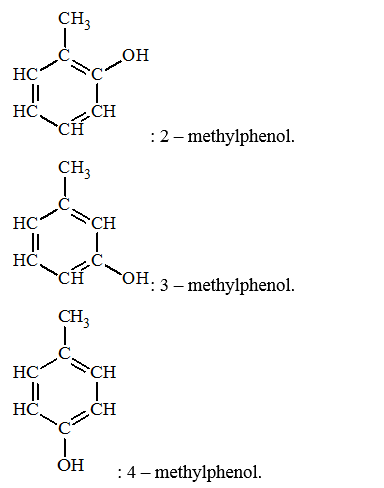 Viết công thức cấu tạo các đồng phân phenol có công thức phân tử C7H8O. Gọi tên các đồng phân đó. (ảnh 1)