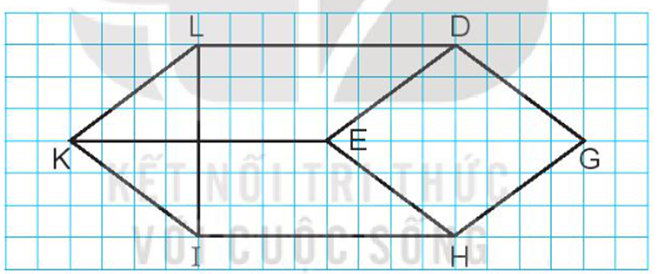 a) Đ, S?  Trong hình vẽ sau:  - EDGH là hình thoi.   - LDEK là hình bình hành.   - KEHI là hình thoi.  - Có 2 đoạn thẳng song song với đoạn thẳng DE.    ..?..    b) Tìm những đoạn thẳng vuông góc với đoạn thẳng LI. (ảnh 1)