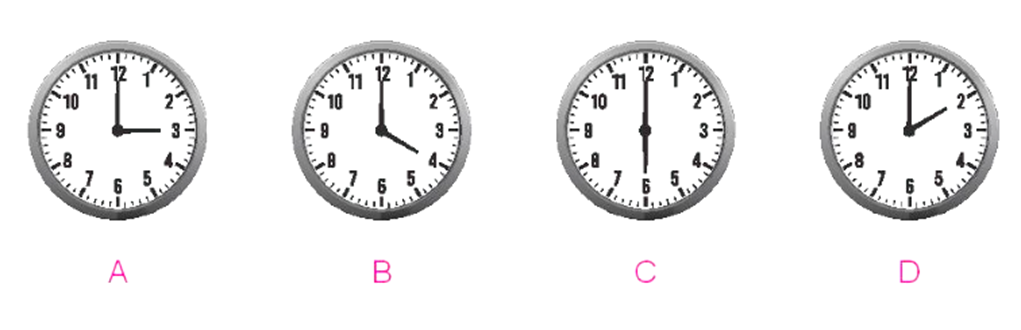 Dùng thước đo góc để đo các góc được tạo thành bởi hai kim đồng hồ khi đồng hồ chỉ 3 giờ, 4 giờ, 6 giờ, 2 giờ. (ảnh 1)