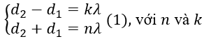 Ở mặt thoáng của chất lỏng có hai nguồn sóng A, B cách nhau 18 cm, dao động theo phương thẳng đứng với phương trình u_A=u_B=a cos⁡(20πt) (t tính bằng giây). Tốc độ truyền sóng trên mặt chất lỏng là 50 cm/s. Gọi M là điểm ở mặt chất lỏng gần A nhất sao cho phần tử chất lỏng tại M dao động với biên độ cực đại và cùng pha với nguồn A. Khoảng cách BM nhỏ nhất bằng 	A. 25 cm.	B. 20 cm.	C. 5 cm.	D. 15 cm (ảnh 3)