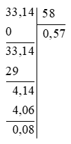 Nếu chỉ lấy đến 2 chữ số ở phần thập phân của thương thì phép chia  33,14 (ảnh 1)