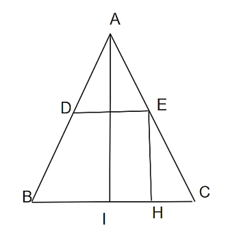 Cho tam giác ABC. Gọi D, E theo thứ tự là trung điểm AB, AC. Chứng minh:  a) Xác định dạng tứ giác BDEC.  (ảnh 1)
