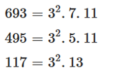 Các số 693, 495 và 117 có ước chung lớn nhất là bao nhiêu? (ảnh 1)