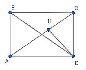 Cho hình chữ nhật ABCD. Từ D hạ đường vuông góc với AC, cắt AC ở H. Biết rằng AB = 13cm, DH = 5cm. Tính BD. (ảnh 1)