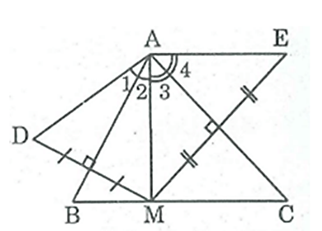 Cho tam giác ABC có  góc A=70 độ, điểm M thuộc cạnh BC. Vẽ điểm D đối xứng với M qua AB, vẽ điểm E đối xứng với M qua AC. Chứng minh rằng AD = AE. (ảnh 1)