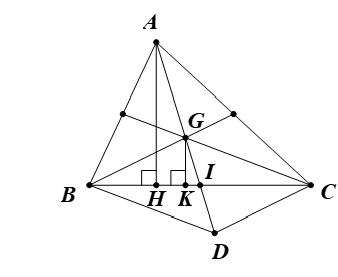 Cho tam giác ABC biết độ dài ba đường trung tuyến lần lượt bằng 15, 18, 27. a) Tính diện tích tam giác ABC. (ảnh 1)