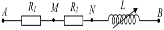 Cho mạch điện như hình vẽ. Trong đó R1 = 60 ôm, R2 = 20 ôm, cuộn dây thuần cảm (ảnh 1)