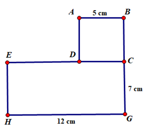 Một hình chữ nhật và một hình vuông nằm sát nhau có kích thước như hình A (ảnh 1)