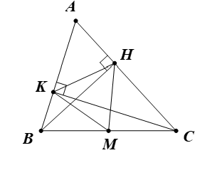 Cho tam giác ABC có  góc A=60 độ. Kẻ BH vuông góc với AC tại H và CK vuông góc với AB tại K. a) Chứng minh KH = BC.cosA. (ảnh 1)