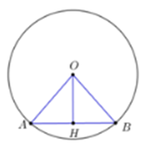 Cho đường tròn tâm O đường kính 10 cm. Gọi H là trung điểm của dây AB. Tính độ dài đoạn (ảnh 1)