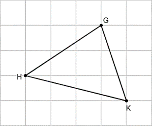 Tính diện tích tam giác GHK biết diện tích một ô vuông nhỏ là 10 cm^2 (ảnh 1)