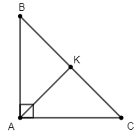 Cho tam giác ABC vuông tại A có AB = AC. Gọi K là trung điểm BC. Chứng minh ∆AKB = ∆AKC và AK ⊥ BC (ảnh 1)