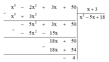 Tìm các số nguyên x để giá trị của đa thức a(x) = x^3 - 2x^2 + 3x + 50 chia hết cho (ảnh 1)