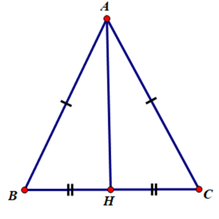 Cho tam giác ABC có AB = AC. Gọi H là trung điểm của BC. Chứng minh tam giác ABH (ảnh 1)