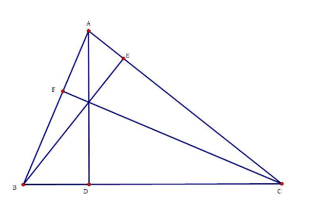 Cho tam giác ABC nhọn, các đường cao AD, BE, CF cắt nhau tại H. Chứng minh rằng (ảnh 1)
