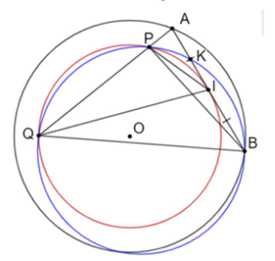 Cho đường tròn (O) và dây cung AB của (O) không là đường kính. Gọi I là trung điểm của  (ảnh 1)