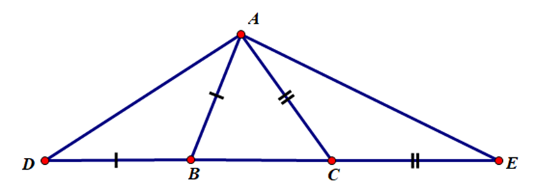 Cho tam giác ABC (AB < AC). Trên đường thẳng chưa cạnh BC, lấy điểm D, E sao (ảnh 1)