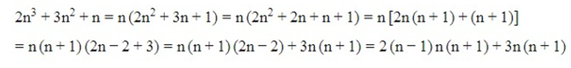 Chứng minh 2n3 +3n2 + n chia hết cho 6 với mọi số nguyên n. (ảnh 1)