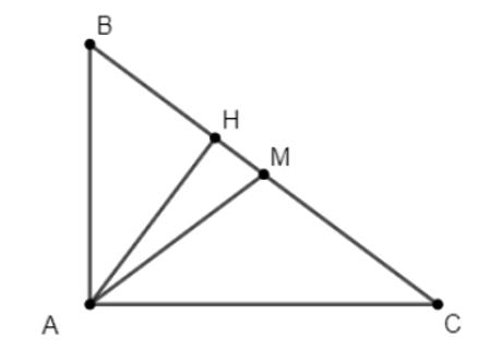 Cho tam giác ABC vuông tại A, đường cao AH, M là trung điểm của BC, có BH = 4 cm, CH = 9 cm. Tính diện tích tam giác AHM. (ảnh 1)