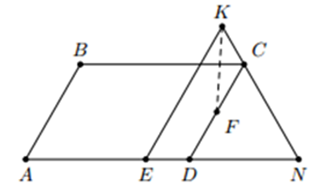Cho hình bình hành ABCD, có góc A = 60 độ. Lấy các điểm E, F theo thứ tự thuộc  (ảnh 1)