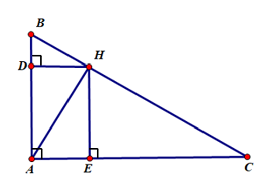 Cho tam giác ABC vuông tại A, đường cao AH. Gọi D, E lần lượt là hình chiếu của H trên (ảnh 1)
