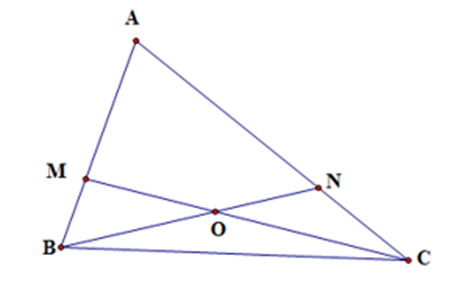 Cho tam giác ABC. Trên cạnh AB lấy điểm M sao cho BM= 1/3 AB, trên cạnh AC lấy (ảnh 1)