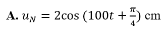 Nguồn sóng O có phương trình u0=2cos⁡(100t+pi /3)cm, phần tử M nằm trên  (ảnh 2)