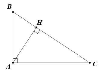 Cho tam giác ABC vuông tại A, đường cao AH. Chứng minh AH < BC. (ảnh 1)