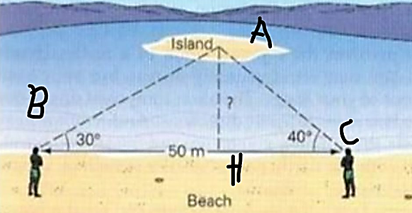Hai người đứng bên bờ biển nhìn ra một hòn đảo, người thứ nhất nhìn ra đảo với 1 góc 30 độ (ảnh 2)