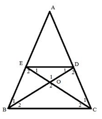 cho tam giác abc cân tại A có BD và CE là hai đường trung tuyến của tam giác. Chứng minh t (ảnh 1)