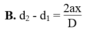 Trong hiện tượng giao thoa với khe Y-âng, khoảng cách giữa hai nguồn là a, khoảng cách từ hai nguồn (ảnh 2)